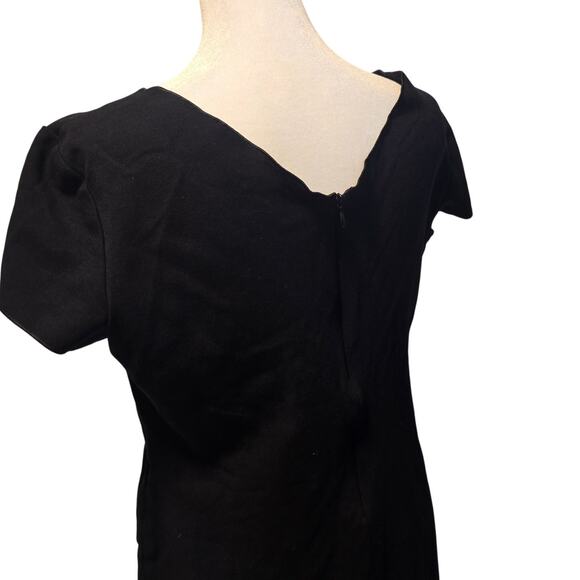EMPORIO ARMANI Women's Cap-Sleeve‎ Gathered Waist Milano Dress Black IT50 US14 - Picture 4 of 8